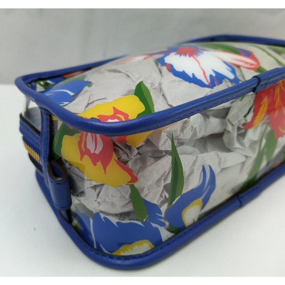 Tory Burch Clear Plastic Multicolor Flower Zipper Closure Cosmetic Pouch Wallet - Picture 10 of 13